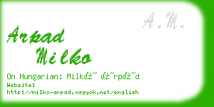 arpad milko business card